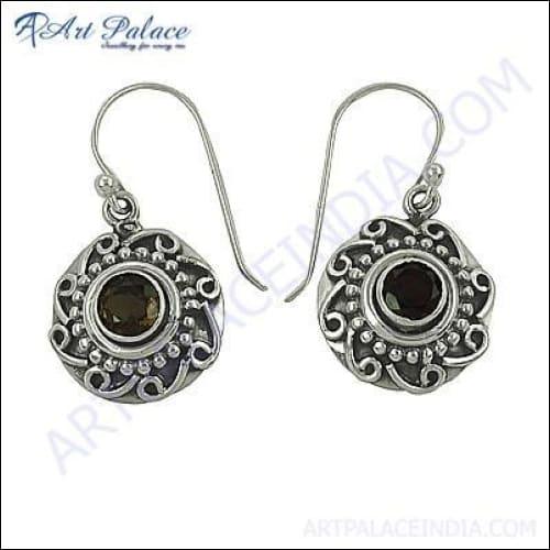 Stylish smokey quartz sterling silver earrings showcasing elegant design and craftsmanship.