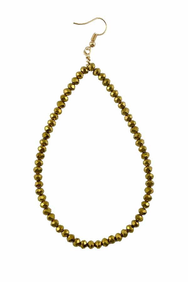 Elegant teardrop beaded dangle earrings with fish hook design, showcasing a stylish and versatile accessory.