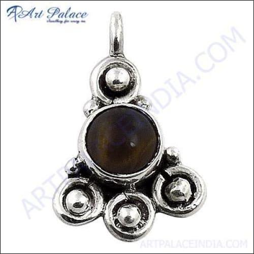 A stunning Tiger Eye pendant set in 925 sterling silver, showcasing its unique golden-brown hues and intricate design.