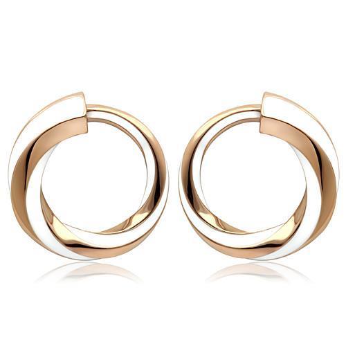 TK1488 IP Rose Gold Stainless Steel earrings featuring white epoxy stones, elegantly designed for any occasion.