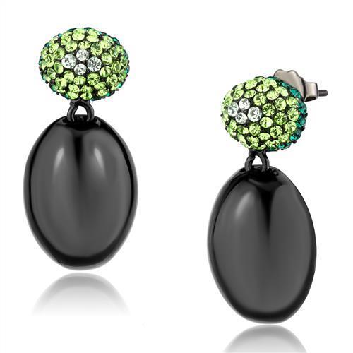 TK2786 IP Black Stainless Steel Earrings featuring multi-color crystals, showcasing modern design and elegance.