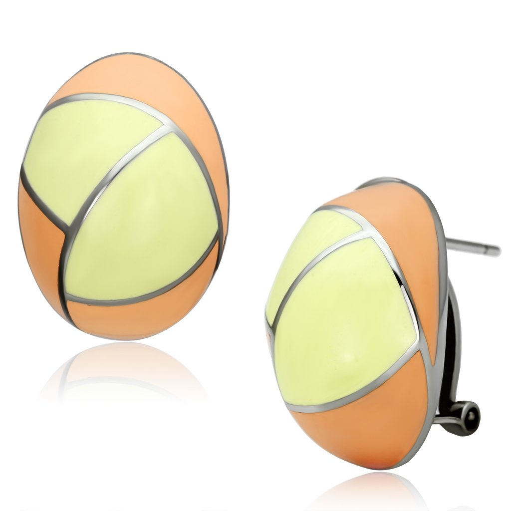 TK899 High Polished Stainless Steel Earrings featuring vibrant multi-color epoxy stones, elegantly designed for any occasion.