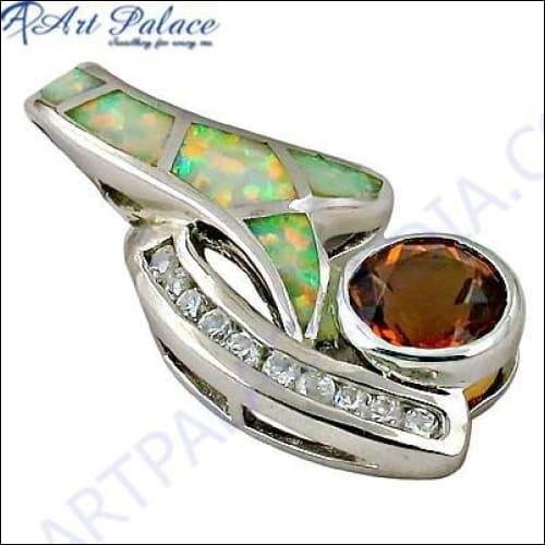 Inley Yellow & White Zirconia Silver Pendant showcasing elegant design with sparkling zirconia stones set in high-quality silver.