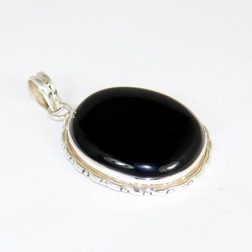 Trendy Black Onyx Gemstone Pendant and Ring Set in 925 Sterling Silver, showcasing elegant design and craftsmanship.