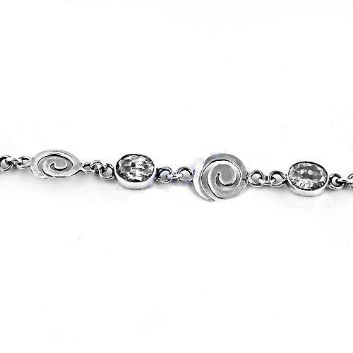 Trendy Charm Cubic Zirconia Gemstone Silver Bracelet featuring sparkling stones set in a sleek silver band, showcasing elegance and sophistication.