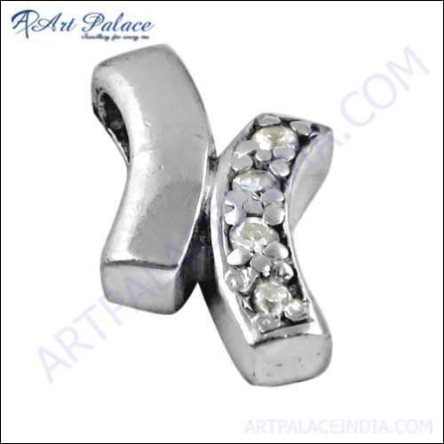 Trendy Cubic Zirconia Gemstone 925 Silver Pendant showcasing its elegant design and sparkling gemstone.