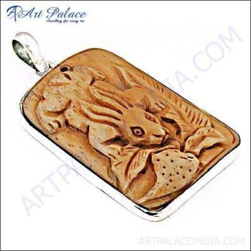 Trendy Gemstone Silver Pendant featuring intricate bone design and colorful gemstones, showcasing elegance and craftsmanship.