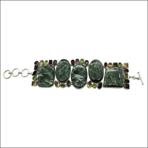 Trendy Handmade 925 Silver Multistone Bracelet featuring a variety of colorful gemstones set in elegant silver.