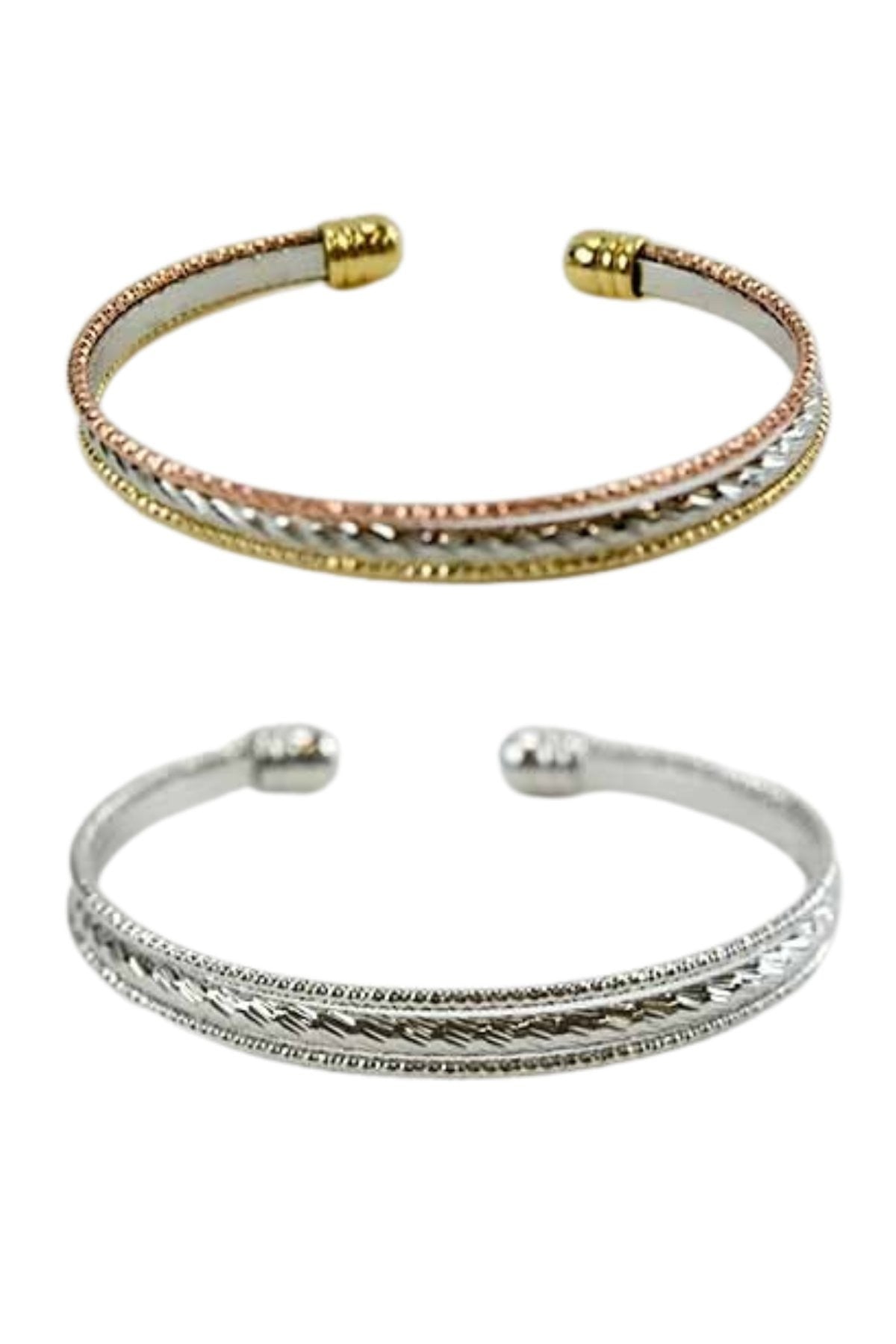 Triple Band Middle Textured Cuff with adjustable design and unique texture.