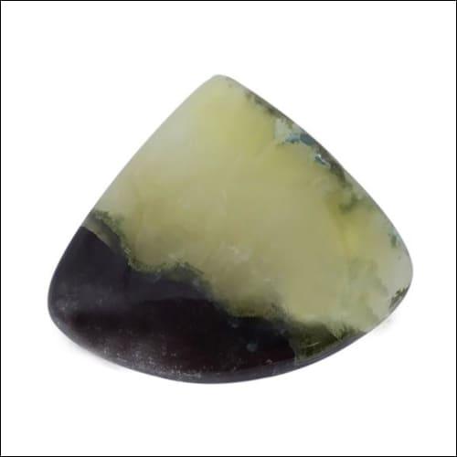 A collection of unique Bio Prehnite Stone Triangle Gemstones showcasing their natural beauty and distinctive shape.