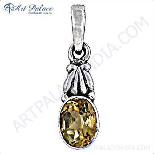 Unique Designer Citrine Gemstone Silver Pendant showcasing a vibrant citrine stone set in elegant silver, handcrafted with precision.