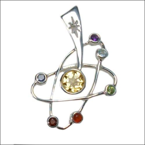 Unique Multi-Gemstone 925 Silver Pendant featuring vibrant gemstones set in sterling silver, showcasing intricate craftsmanship.