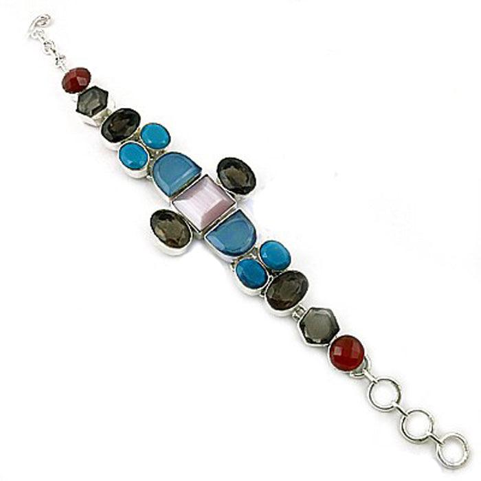 Unique Multi-Stone German 925 Silver Bracelet featuring vibrant gemstones set in durable silver, showcasing exquisite craftsmanship.