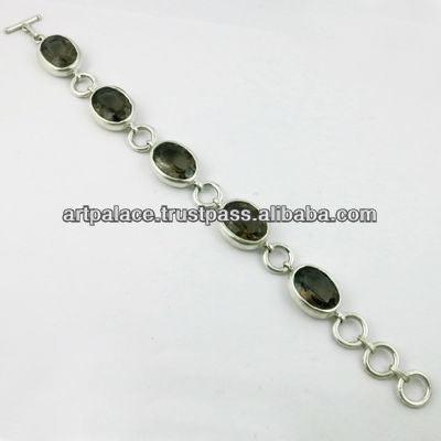 A beautifully crafted Unique Smokey Quartz 925 Sterling Silver Bracelet featuring a genuine smokey quartz gemstone set in high-quality sterling silver.