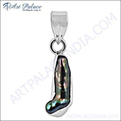 Elegant Mother of Pearl Gemstone Silver Pendant showcasing its iridescent beauty and intricate silver craftsmanship.