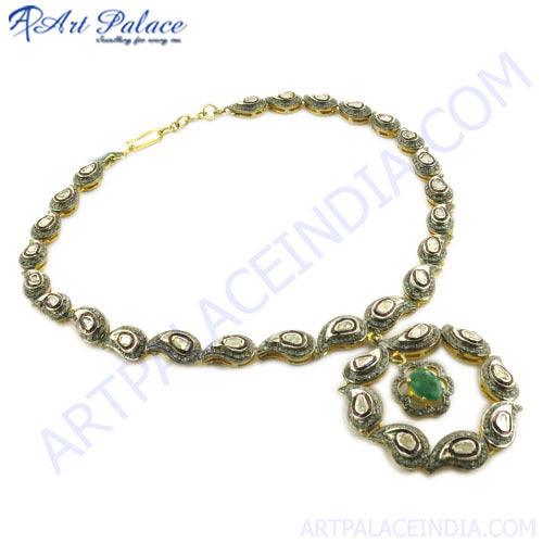 Victorian Gold Plated 925 Silver Necklace showcasing intricate design and craftsmanship, perfect for elegant occasions.