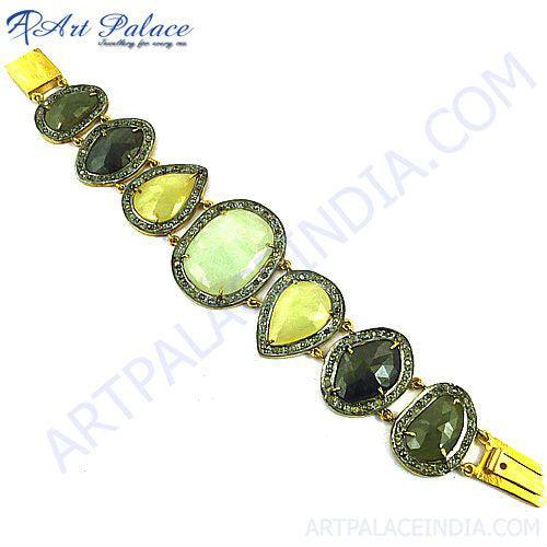 Victorian Gold Plated Gemstone Sapphire Bracelet showcasing intricate design and vibrant sapphires, perfect for elegant occasions.