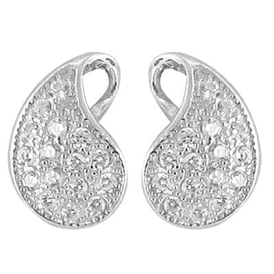 Elegant white cubic zirconia earrings set in silver, showcasing a bold design perfect for any occasion.