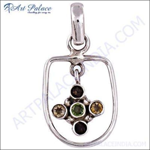 Artisan-crafted sterling silver multi-pendant fashion jewelry showcasing intricate designs and high-quality craftsmanship.