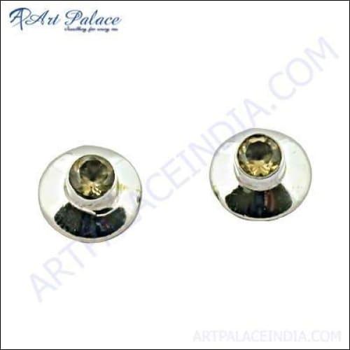 Wholesale Genuine Citrine Silver Earrings featuring vibrant citrine gemstones set in elegant silver design.