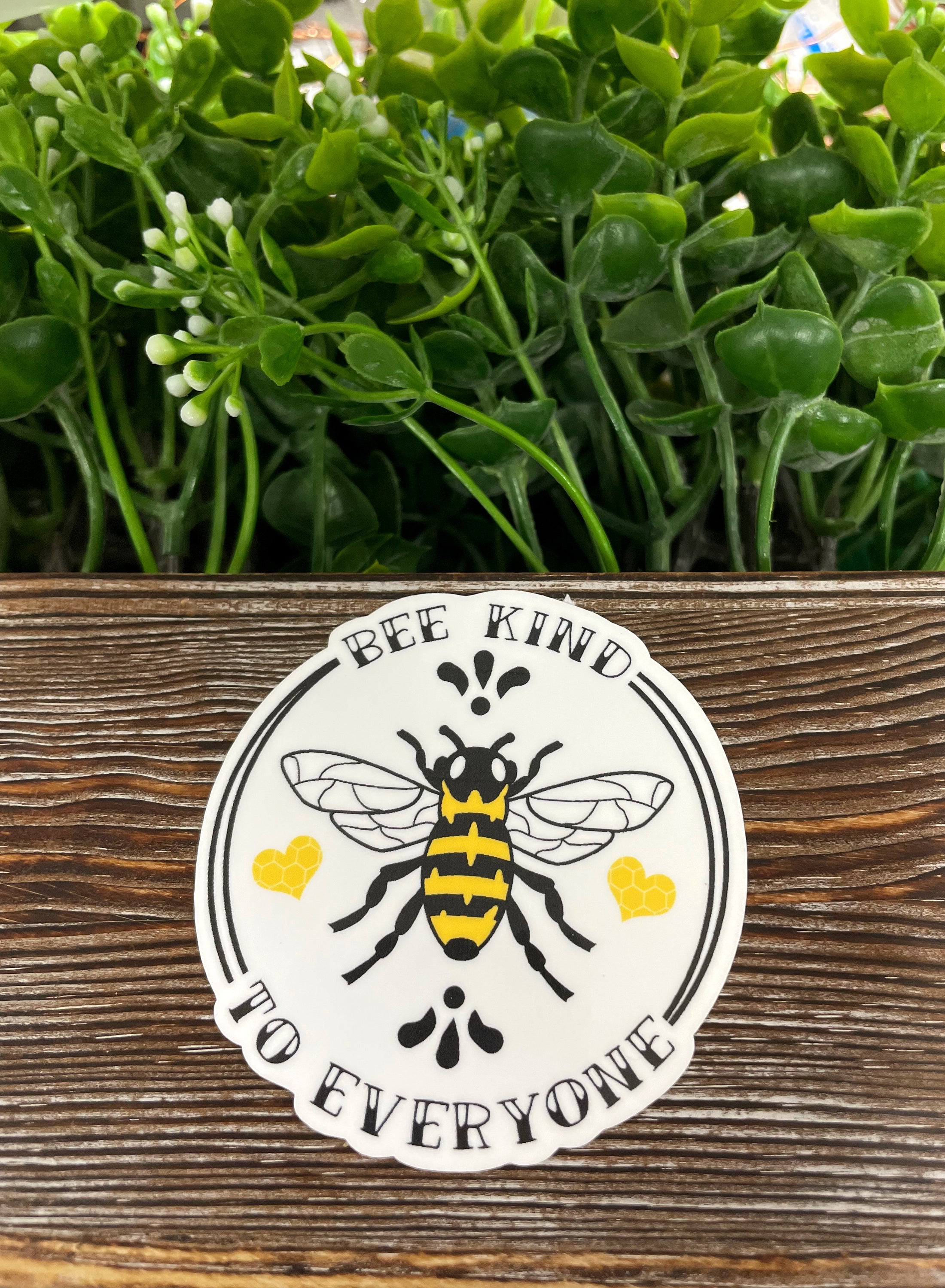 Bee Kind to Everyone die cut vinyl sticker featuring a boho design, perfect for water bottles and smooth surfaces.