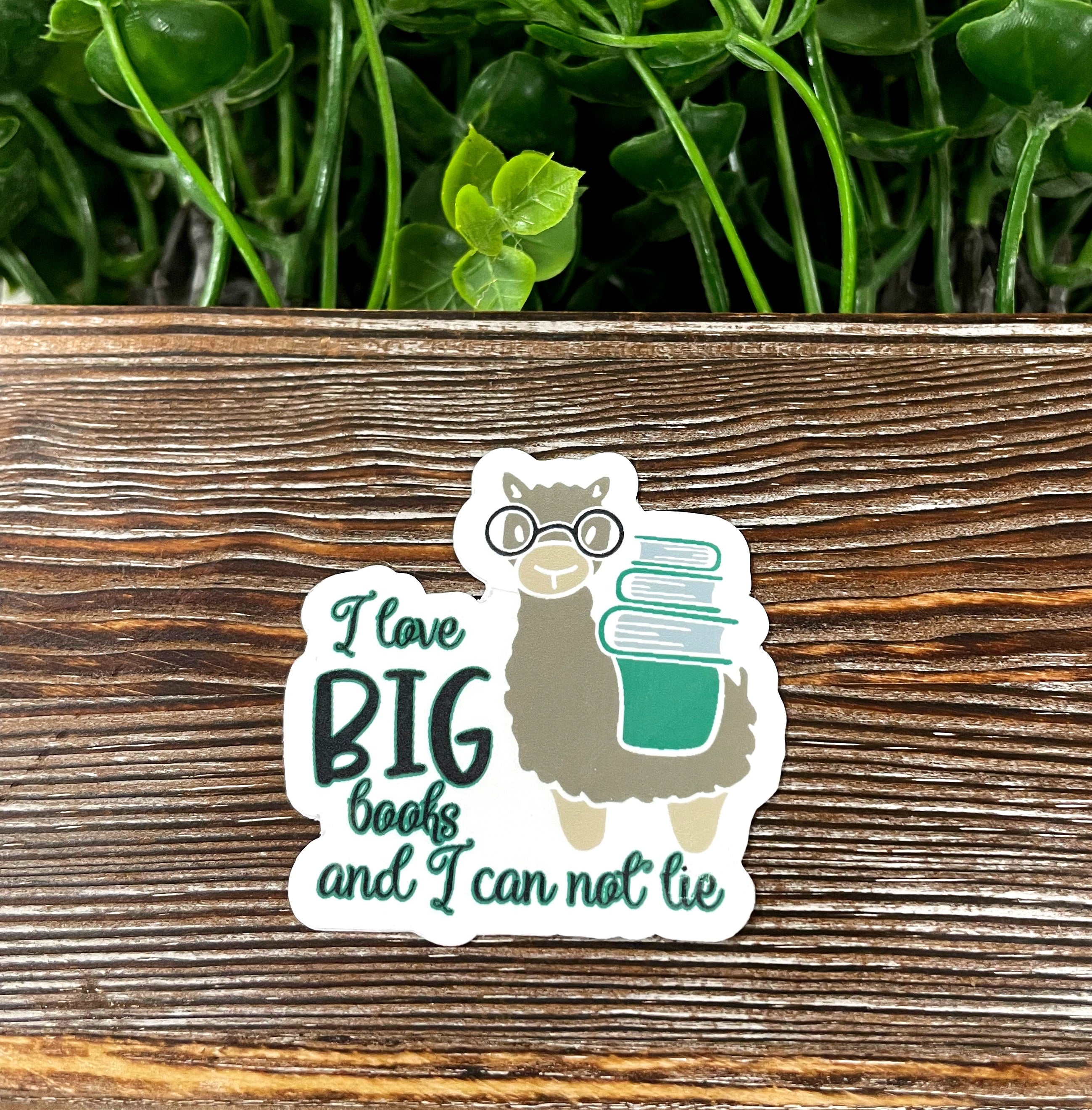 Big Books Llama die cut sticker featuring a colorful llama design, perfect for book lovers and personalizing items.