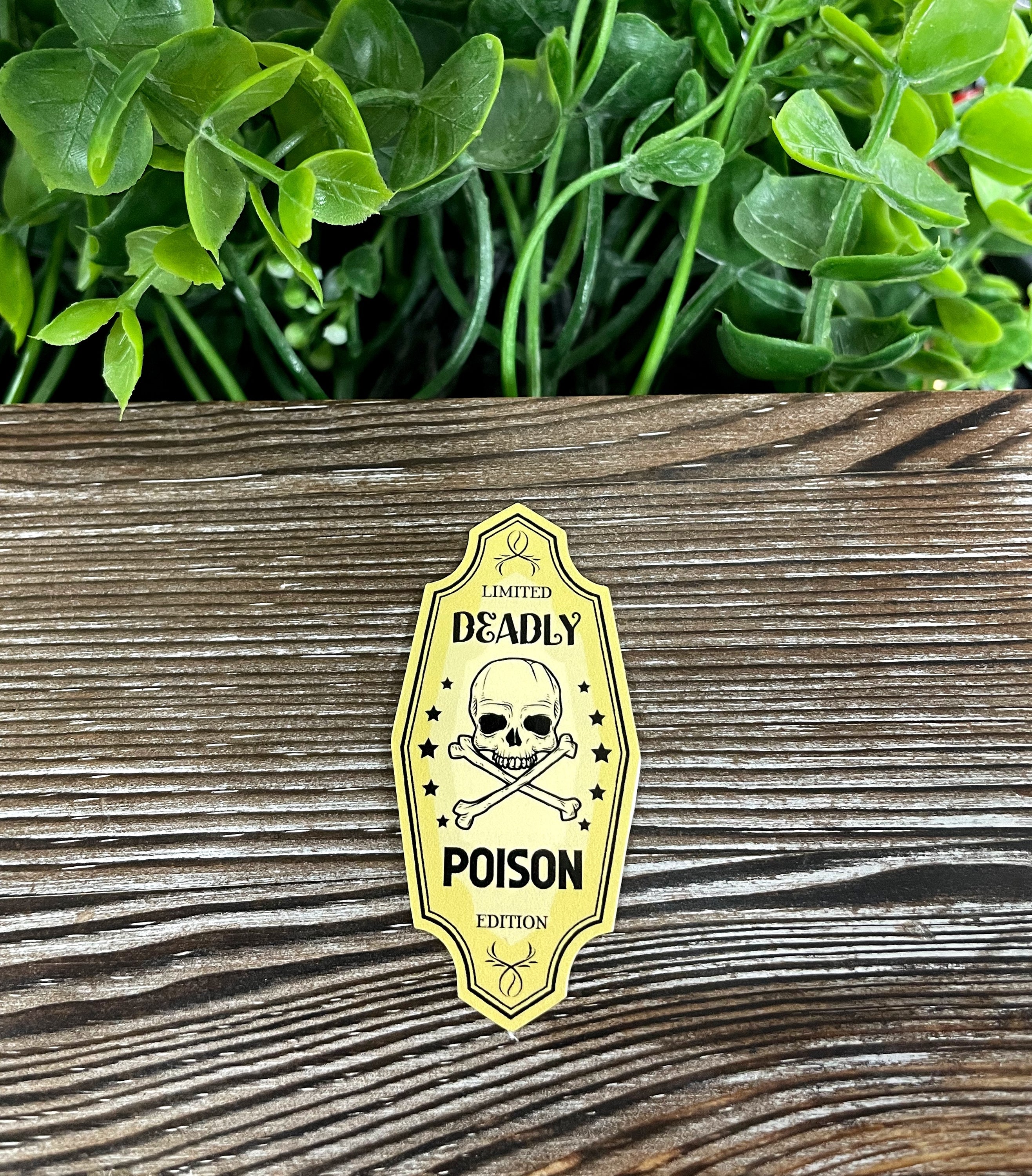 Deadly Poison Limited Edition die cut vinyl sticker featuring a vibrant boho design, perfect for personalizing smooth surfaces.