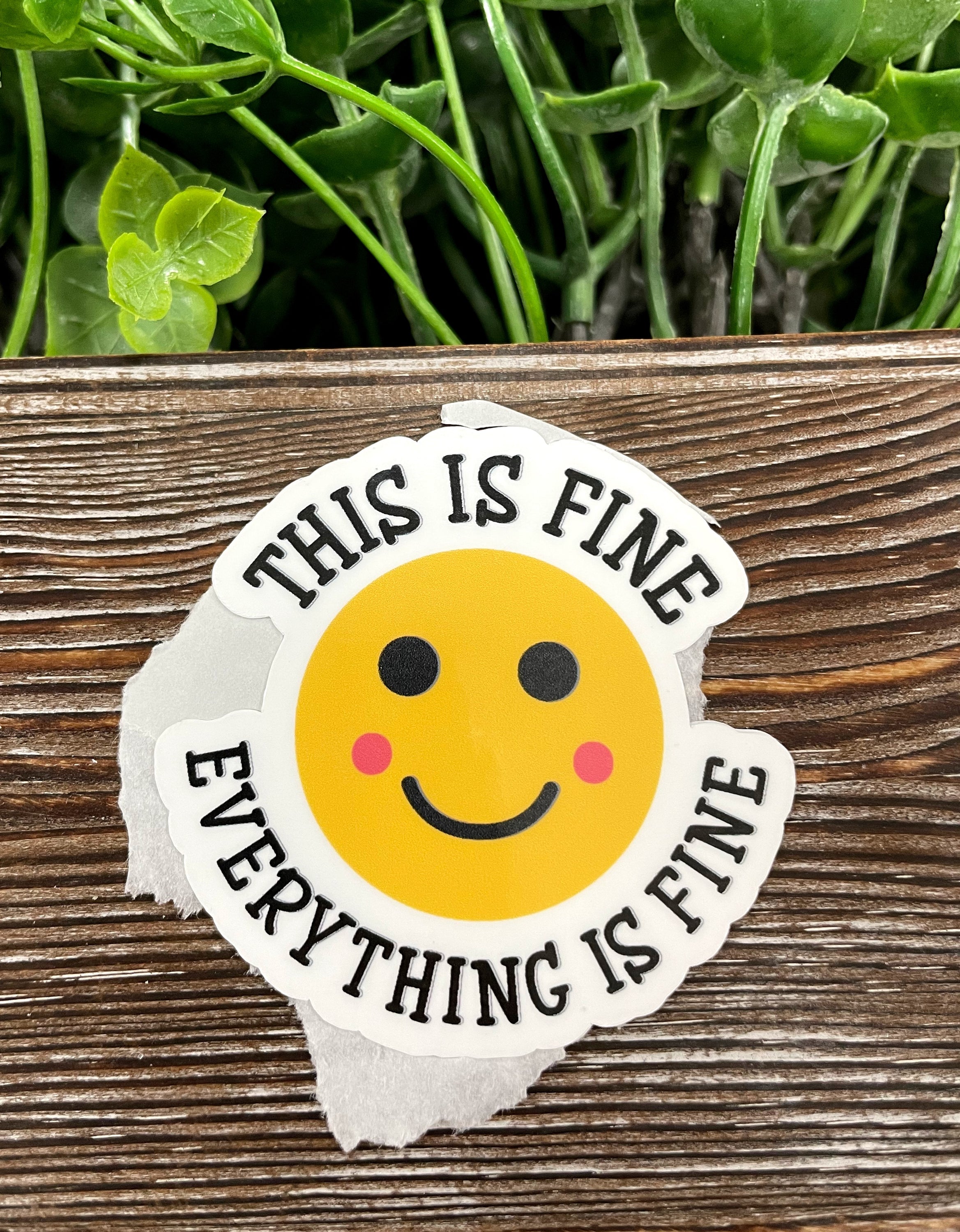 Everything is Fine Die Cut Sticker featuring vibrant colors and a unique design, perfect for personalizing various surfaces.