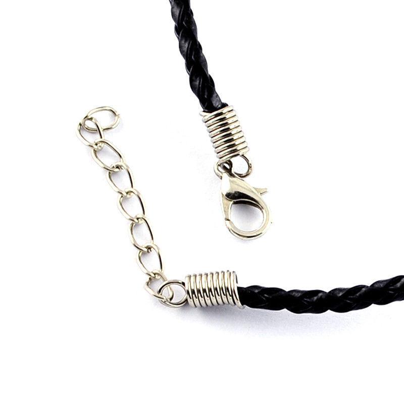 Handmade guitar pick necklace featuring a colorful pendant on a leather cord, perfect for music lovers.