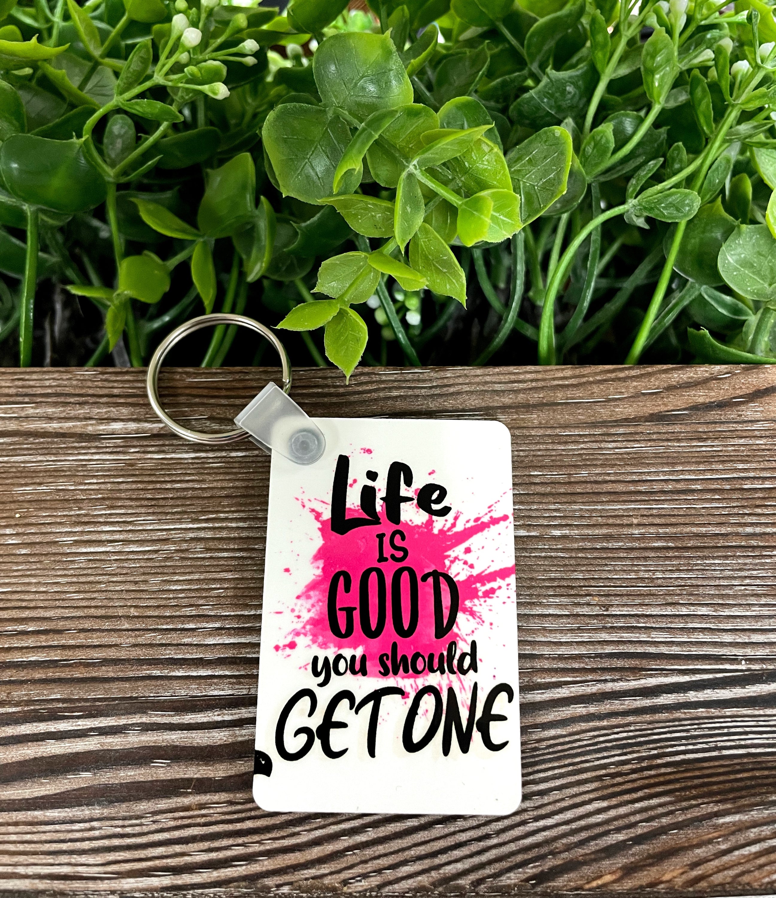 Lightweight MDF rectangle keychain with a colorful Boho design, showcasing personality and style.