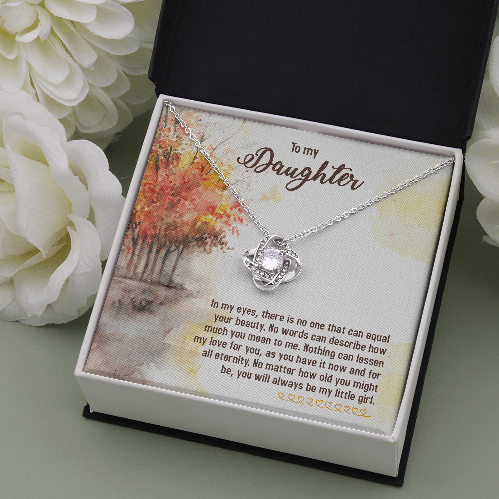 Love Knot Necklace featuring a cubic zirconia stone, crafted in 14k white gold over stainless steel with an adjustable chain.