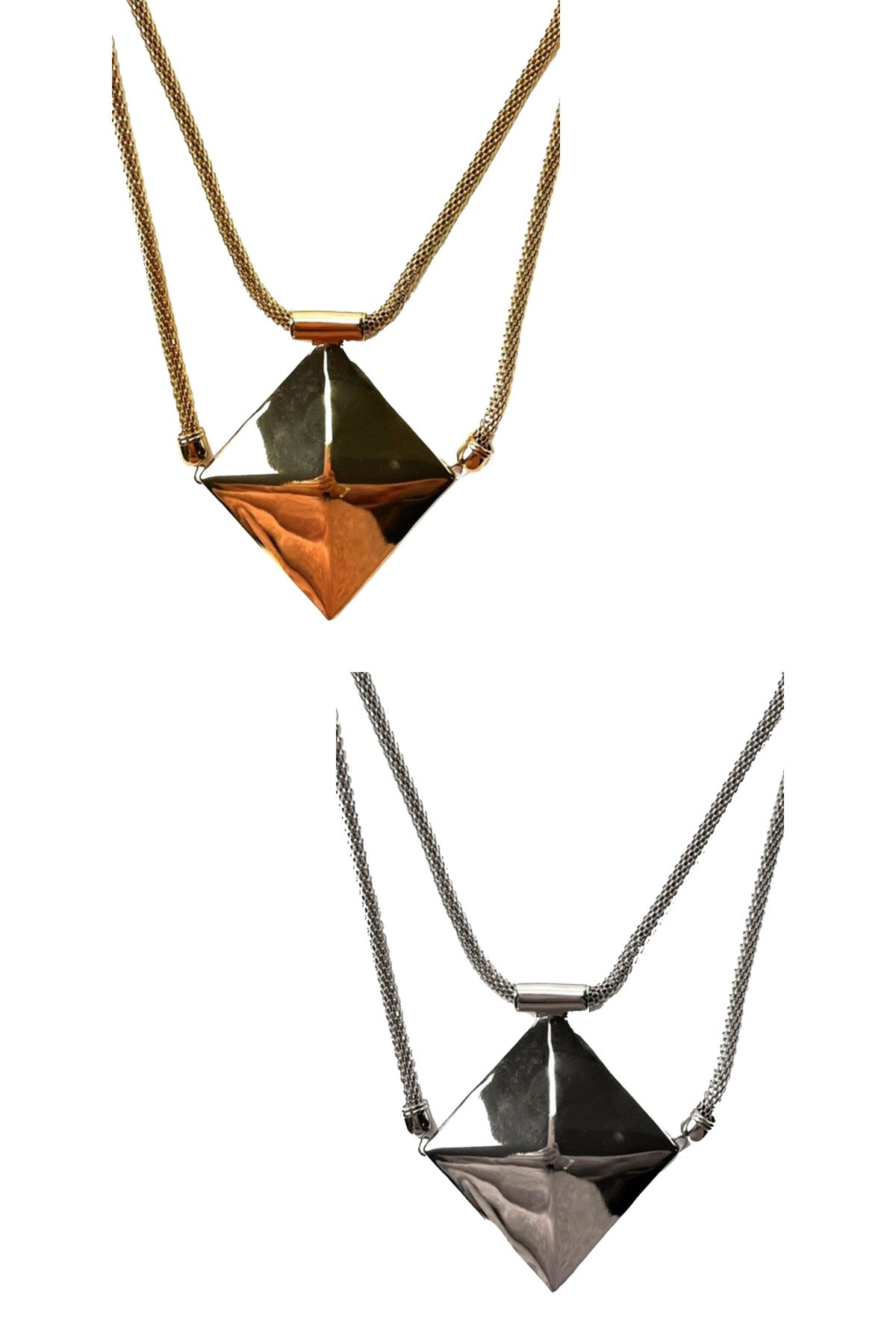 Lozenge Pendant Snake Chain Necklace featuring a sleek design with a smooth pendant and adjustable chain.