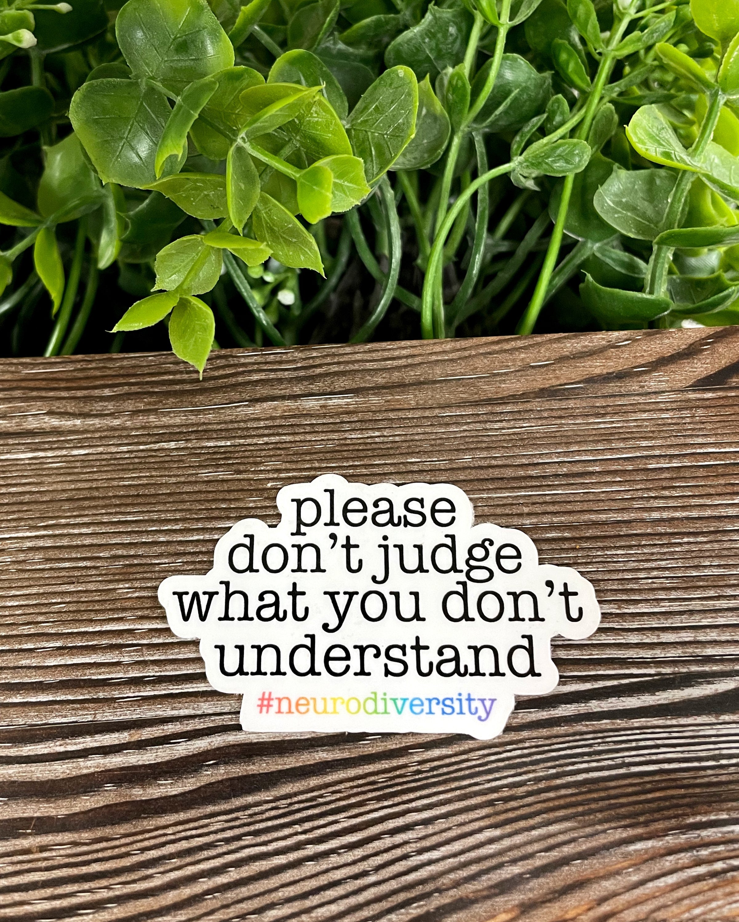 Colorful die cut vinyl sticker featuring neurodivergent design, perfect for personalizing various smooth surfaces.