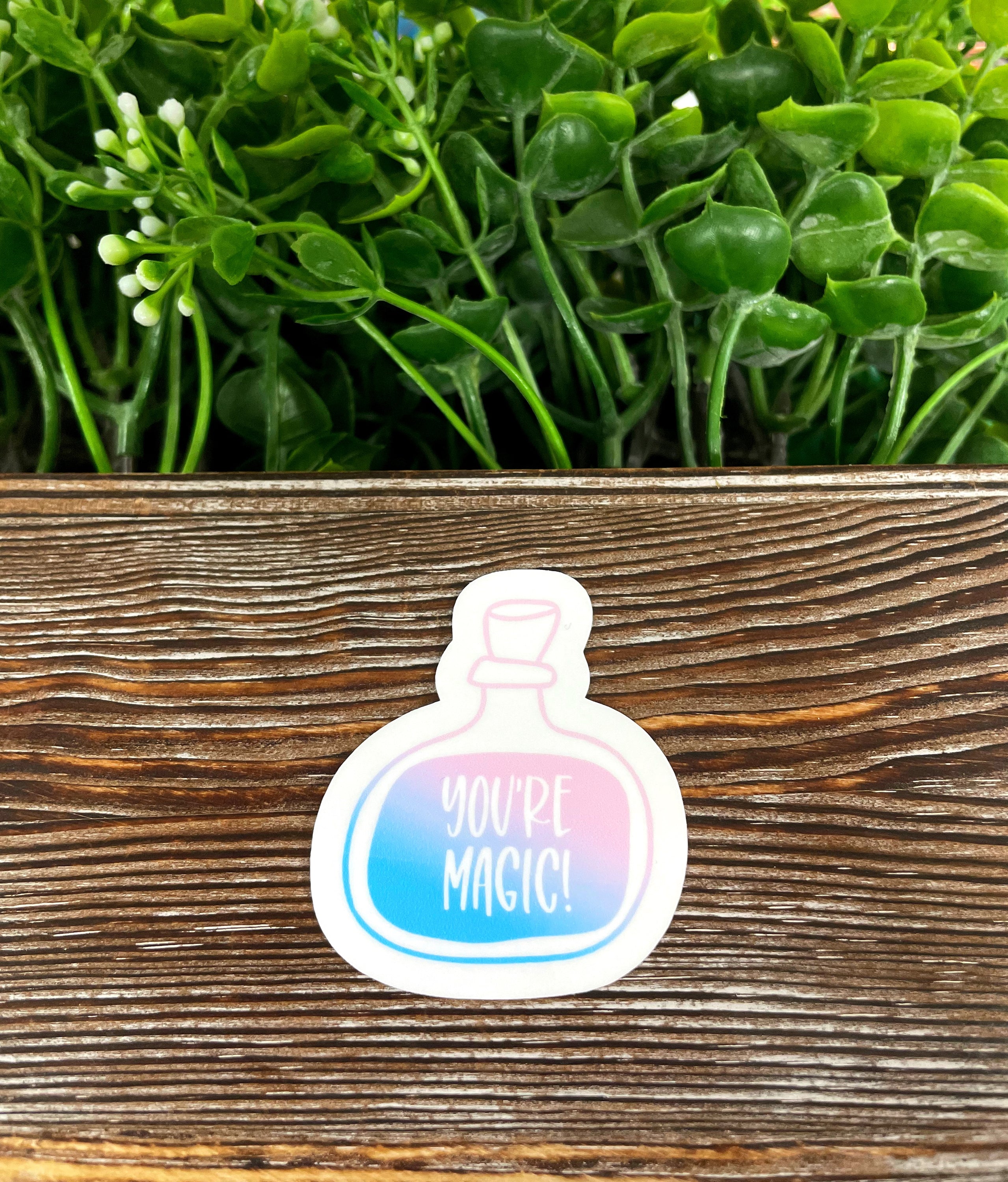 You're Magic Sticker featuring a potion bottle design, vibrant colors on a quality vinyl surface, ideal for personalizing various smooth surfaces.