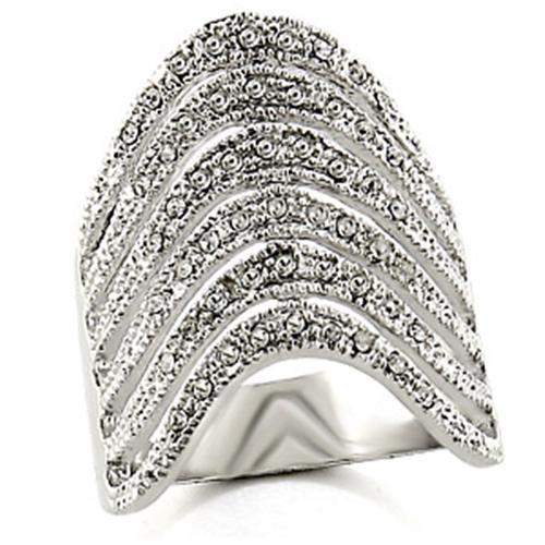 Rhodium brass ring featuring a clear top grade crystal, showcasing elegance and sophistication.