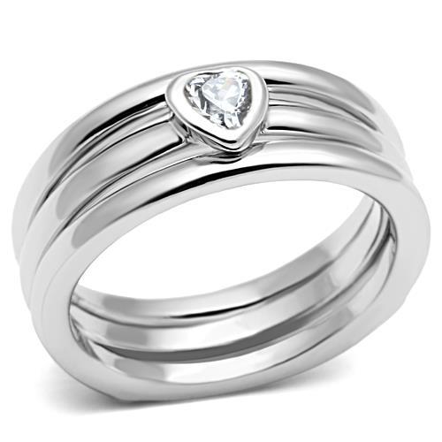 3W027 Rhodium Brass Ring featuring a clear AAA Grade CZ stone, showcasing its elegant design and luxurious finish.