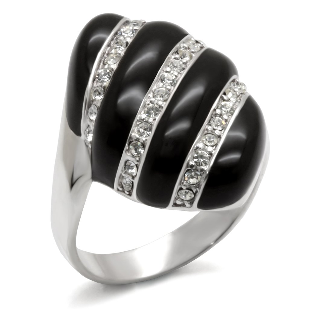 High-Polished 925 Sterling Silver Ring featuring a clear top grade crystal, showcasing its elegant design and shine.