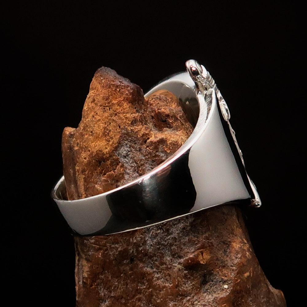 Crossed Swords Men's red Knights Templar Cross Ring made of high-polished sterling silver with red enamel detailing.