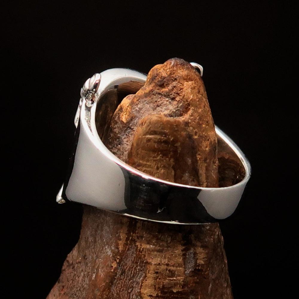 Crossed Swords Men's red Knights Templar Cross Ring made of high-polished sterling silver with red enamel detailing.