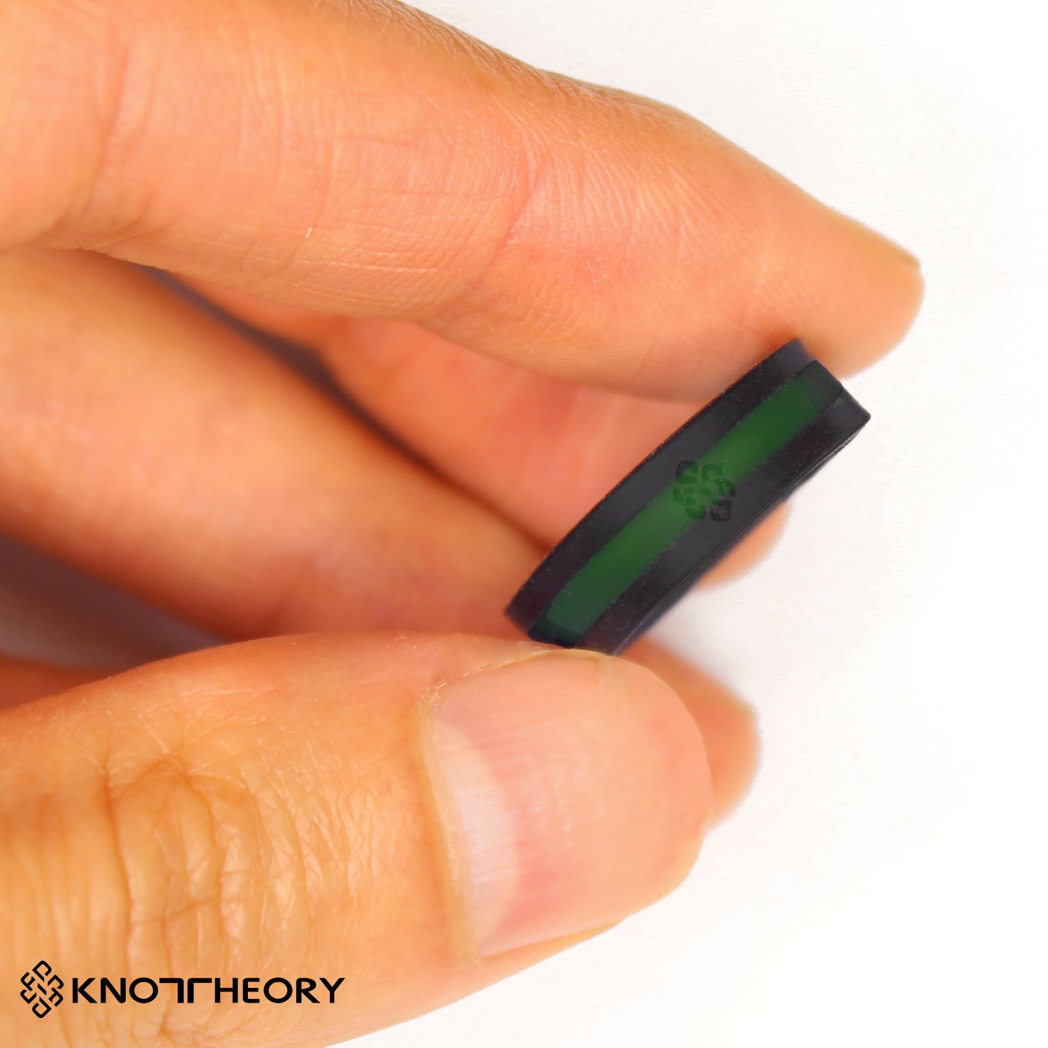 Dark green stripe silicone ring for men and women, featuring a sleek beveled design and 8mm width for comfort and style.