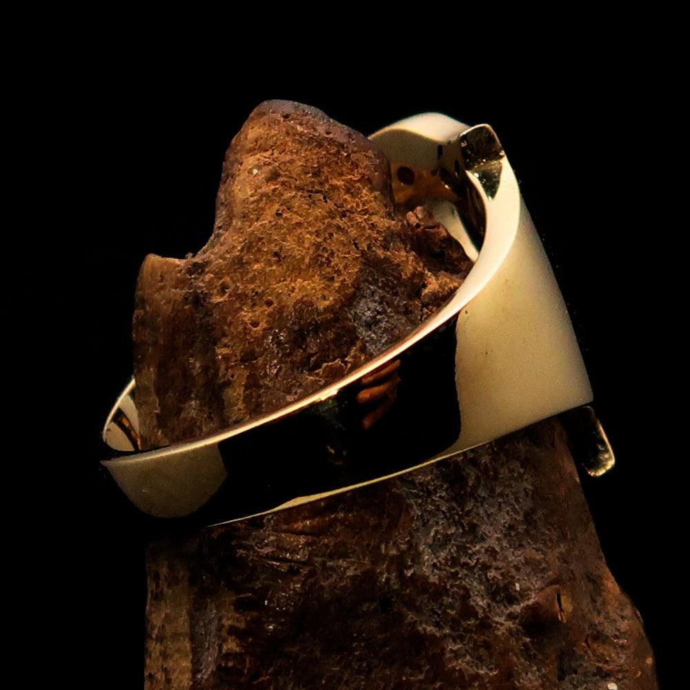 A beautifully crafted Initial Ring featuring a bold letter Z, adorned with 10 red Cubic Zirconias, made from solid brass with a shiny mirror polish finish.