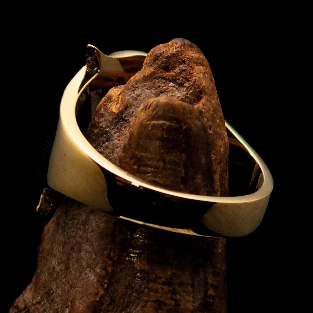 A beautifully crafted Initial Ring featuring a bold letter Z, adorned with 10 red Cubic Zirconias, made from solid brass with a shiny mirror polish finish.