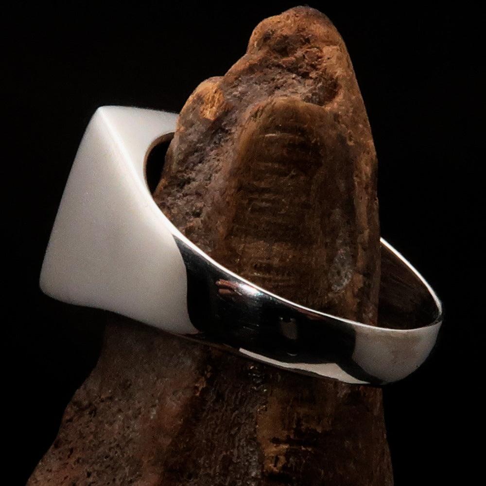 Men's Austrian Flag Ring made of high polished sterling silver with vibrant enamel detailing representing the Austrian flag.