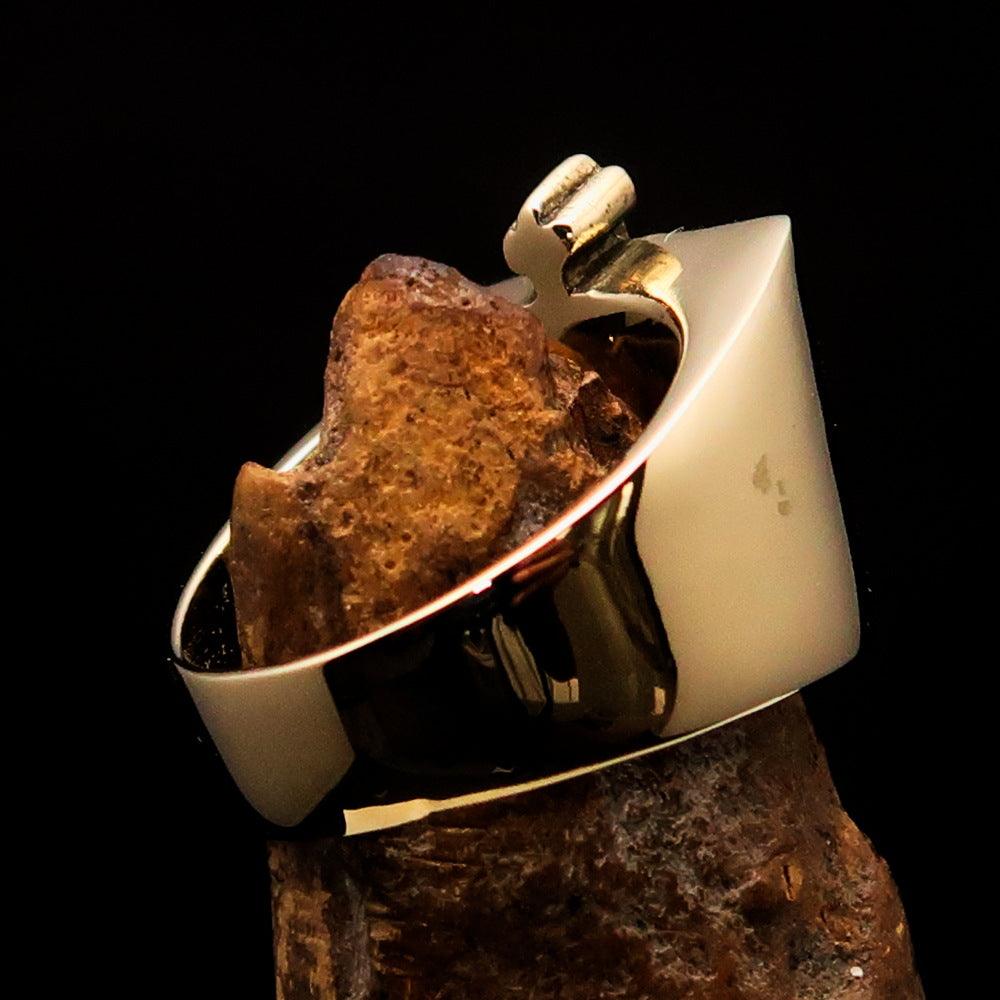 Men's blue Coptic Rose Cross Ring made of solid brass with high polished finish and blue enamel detailing.