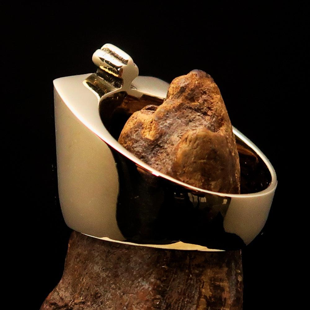 Men's blue Coptic Rose Cross Ring made of solid brass with high polished finish and blue enamel detailing.