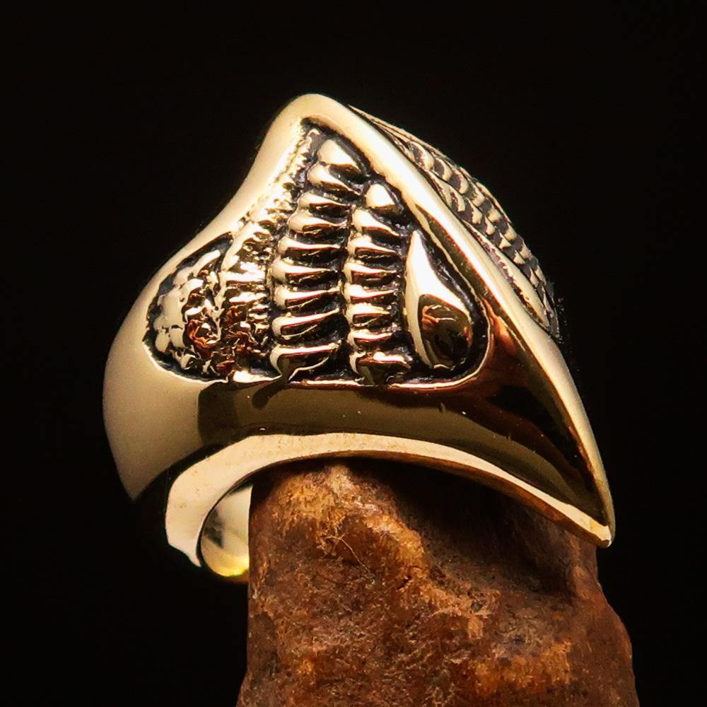 Men's Firebird Ring made of solid brass featuring an ancient Phoenix design with high polished and antiqued finish.