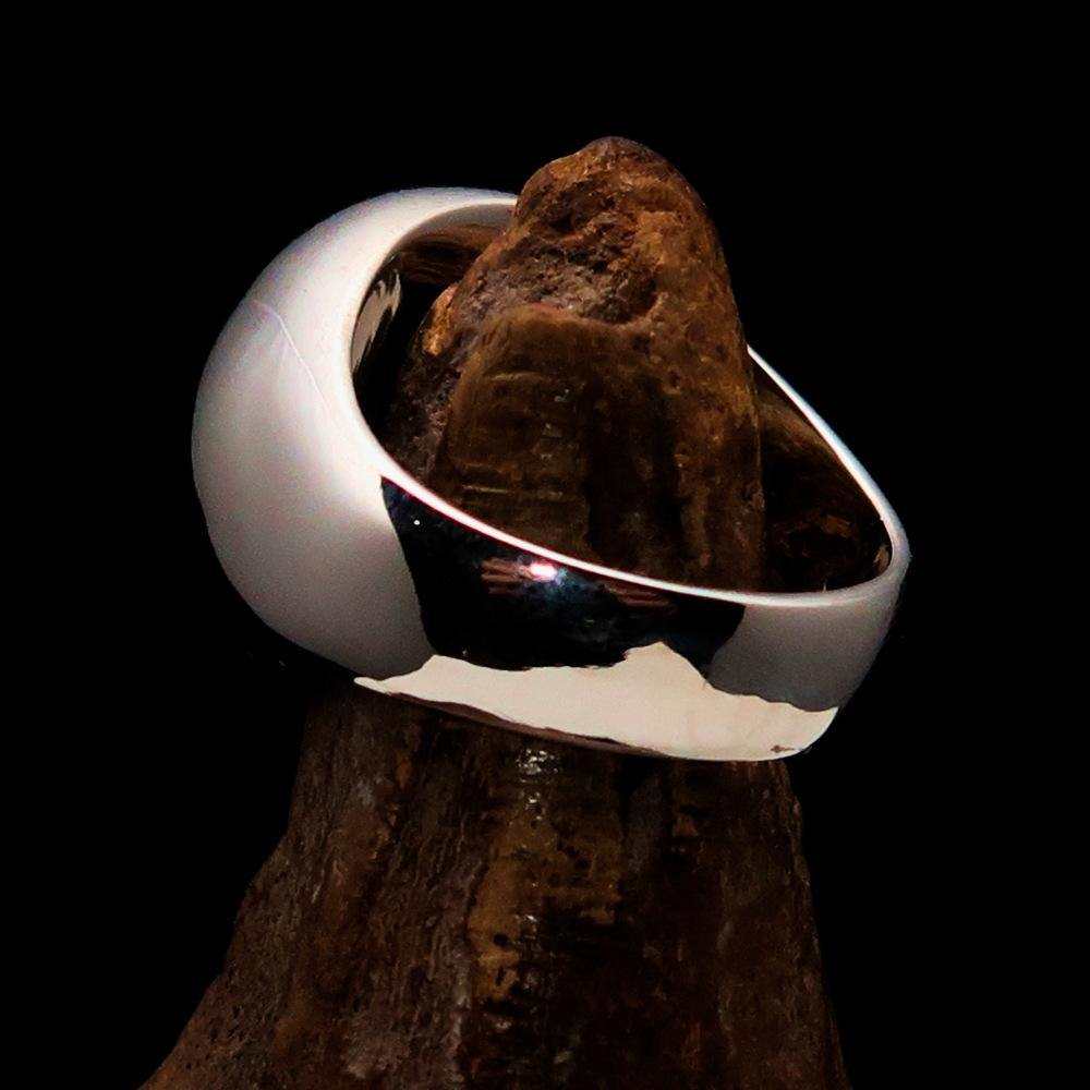 Men's French Foreign Legion Ring in black enamel and sterling silver, showcasing its polished finish and hallmark 925.