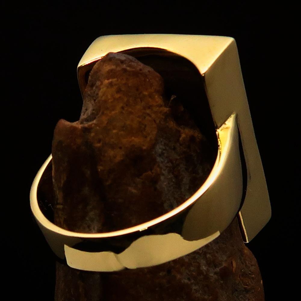 A beautifully crafted Men's Ring made of solid brass featuring a striking green Phoenix design, polished to a high shine.