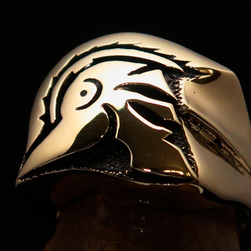 Men's Roman Centurion Ring made of solid brass, featuring an antiqued and polished finish, measuring 20 mm in size.