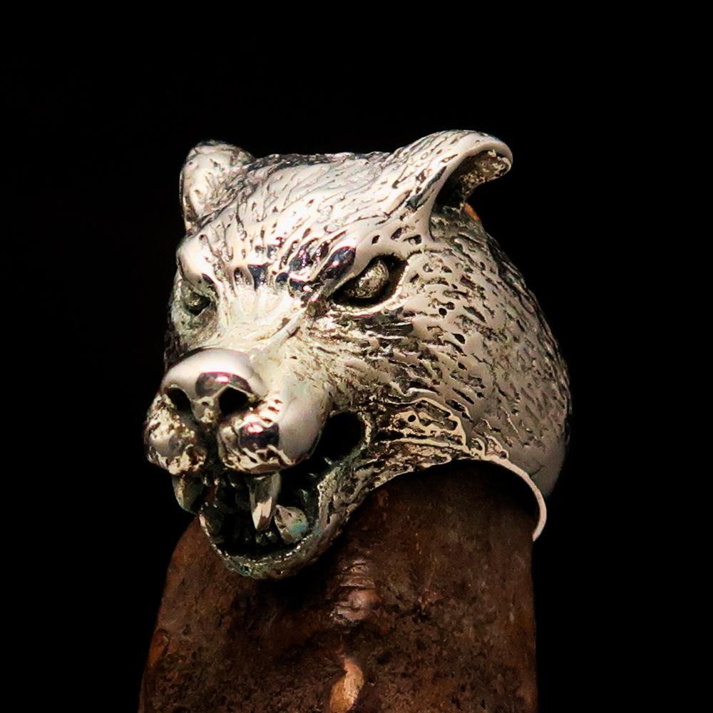 Men's Sterling Silver Werewolf Ring featuring intricate details and a fierce design, crafted from solid sterling silver.